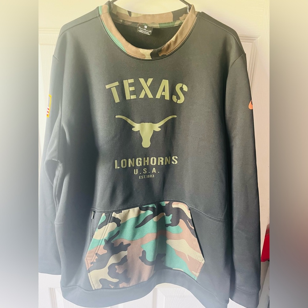 Nike Texas Longhorns Sweatshirt Camo Trim and Tan Accents